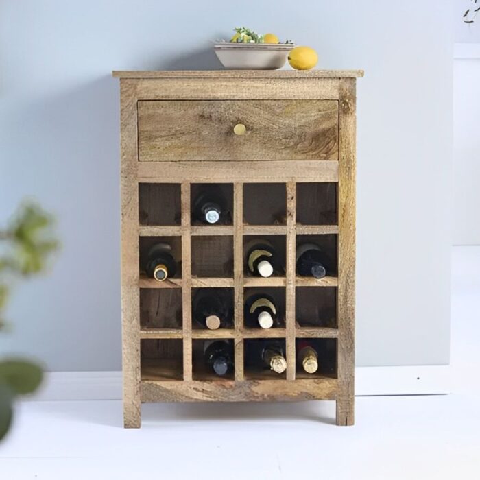 Mango Wood bar cabinet for 16 bottles