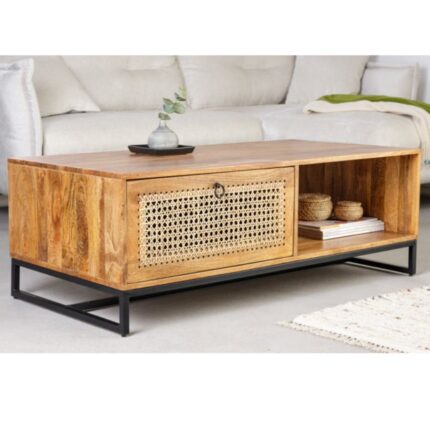 Cane Solid Wood Coffee Table