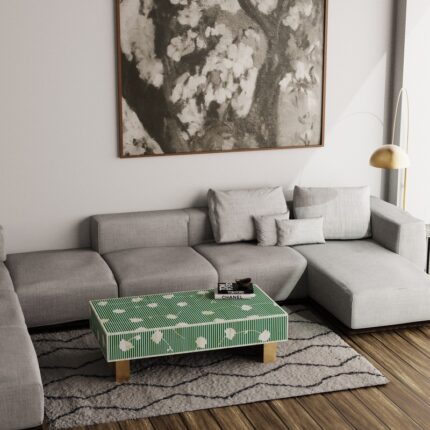 Opti floral bone inlay coffee table