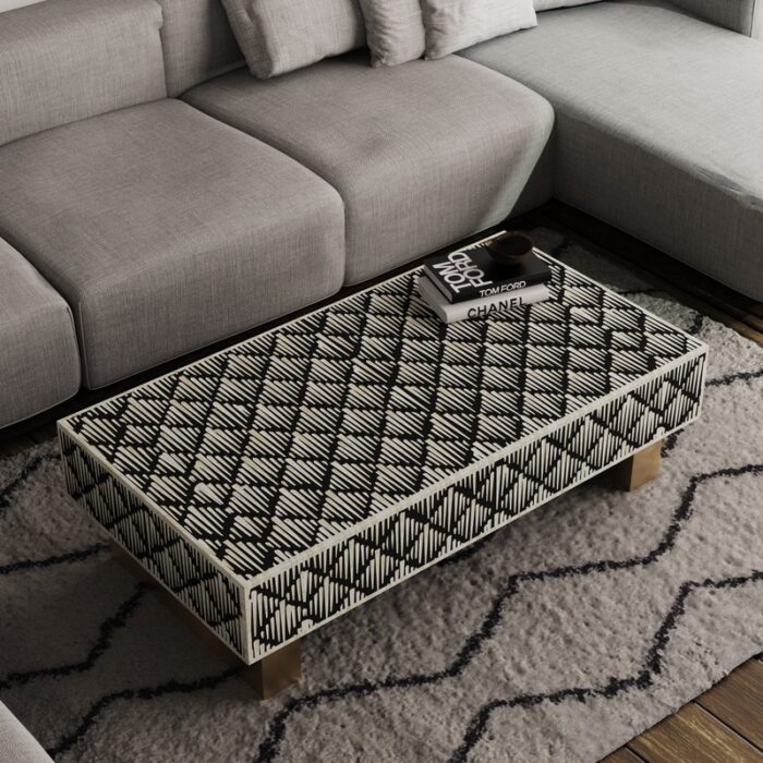 Rectangular bone inlay coffee table- Stick