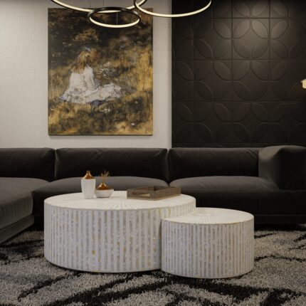 Waterfall Bone Inlay Nesting Coffee Table