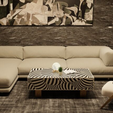 Zebra Bone Inlay Coffee Table