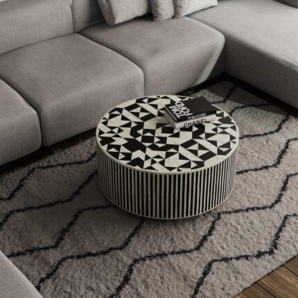 Cravat Bone Inlay Round Coffee Table