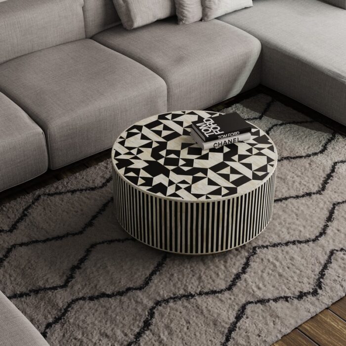 Cravat Bone Inlay Round Coffee Table