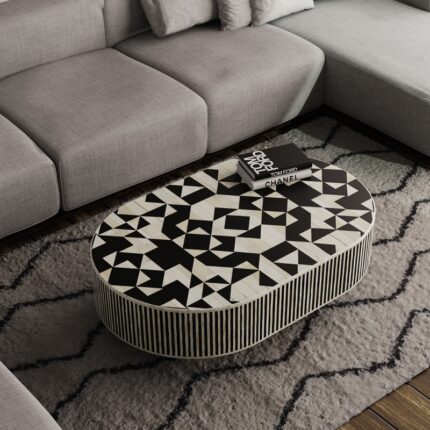 Oval shape Inlay Coffee Table