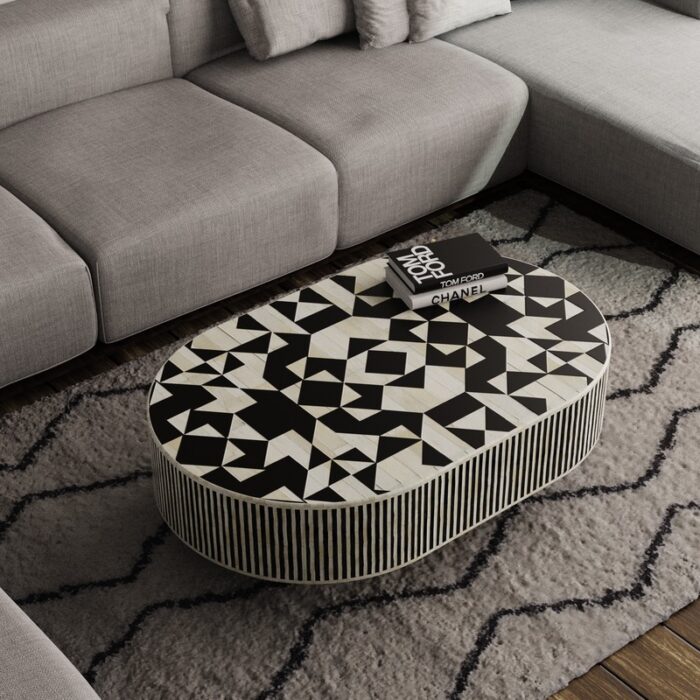 Oval shape Inlay Coffee Table