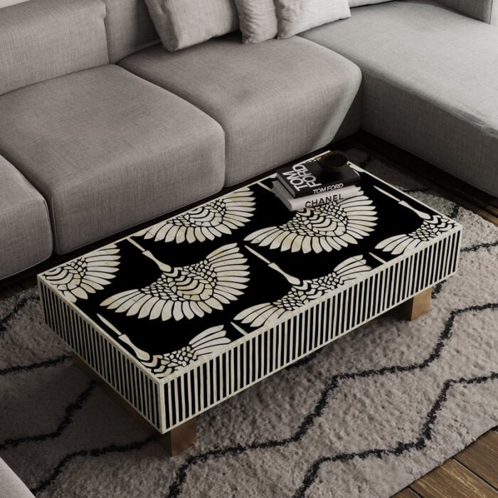 Swan Design Inlay Coffee Table