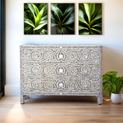 Mother Of Pearl Inlay Chest Of 3 Drawer