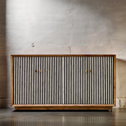 Bone Inlay Stripe Design four Door Sideboard