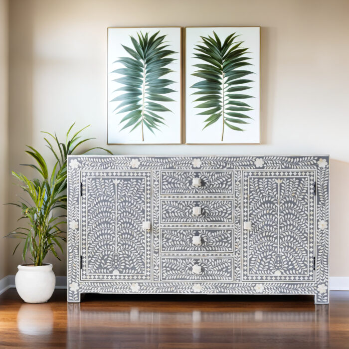 Jodha Bone Inlay Sideboard Grey