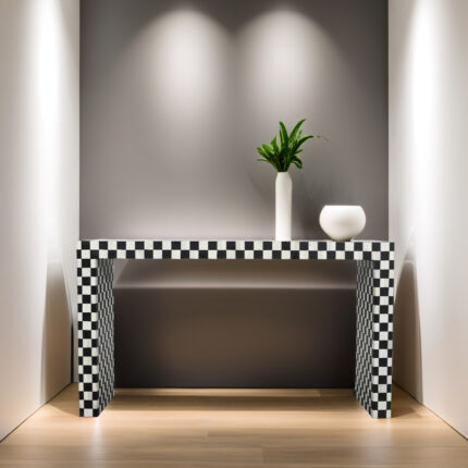 Checkerboard Bone Inlay Console Table