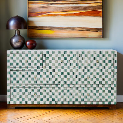 Cube Design Bone Inlay Chest Of Drawer