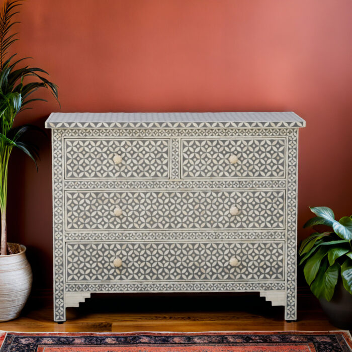 geometric bone inlay chest