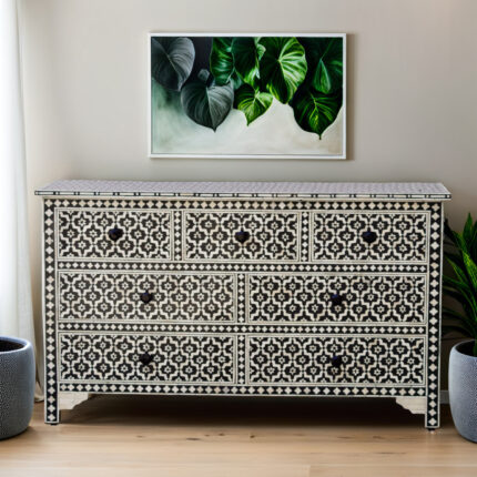 Motif Bone Inlay 7 Drawer Chest Of Drawer
