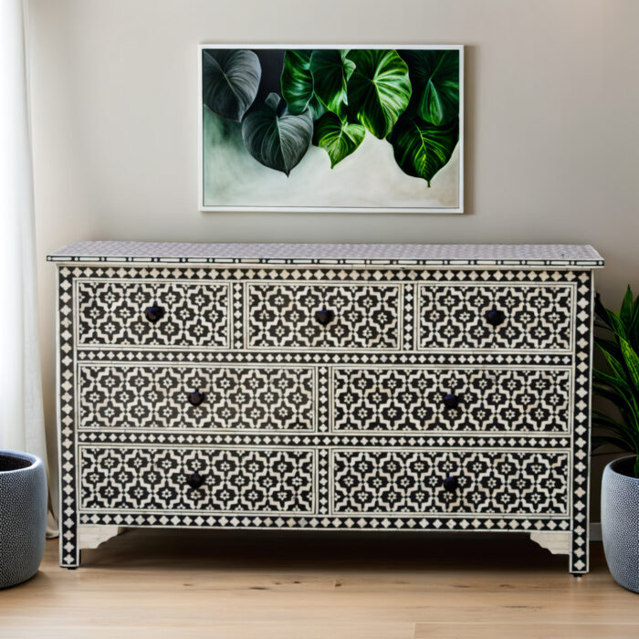 Motif Bone Inlay 7 Drawer Chest Of Drawer