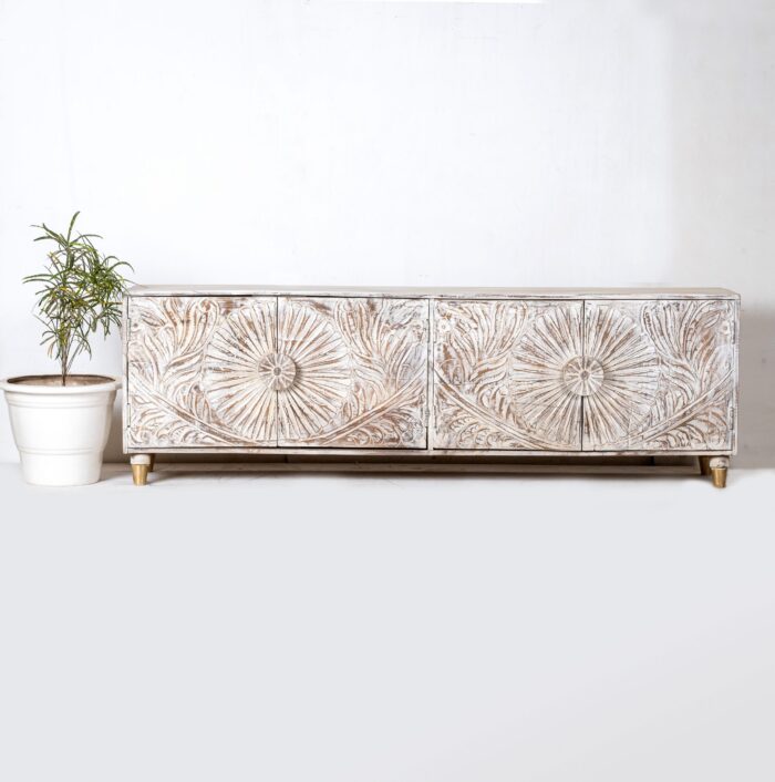 handmade loombook media console tv unit
