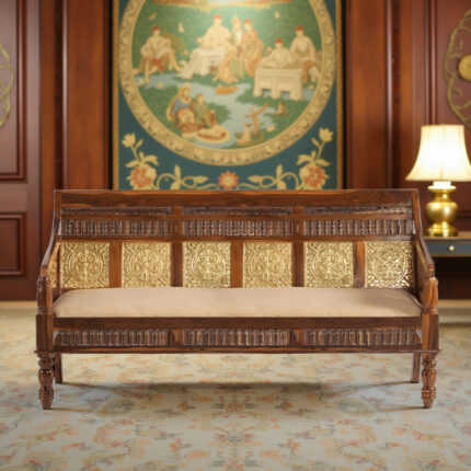 Hand Made 3 Seater Brass Fitted Sofa