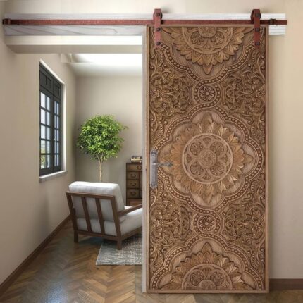 Hand Carved Madala Barn Door
