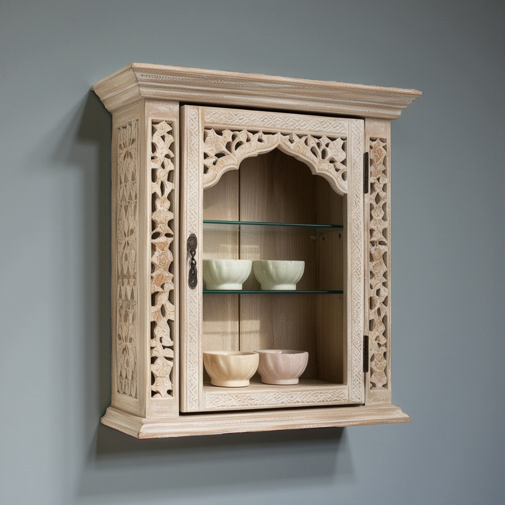 8 hand carved wall cabinet