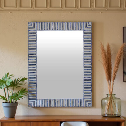Dyed Blue Bone Mirror Frame