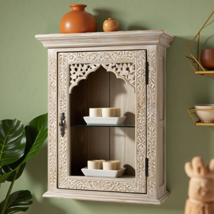 hand carved bath cabinet