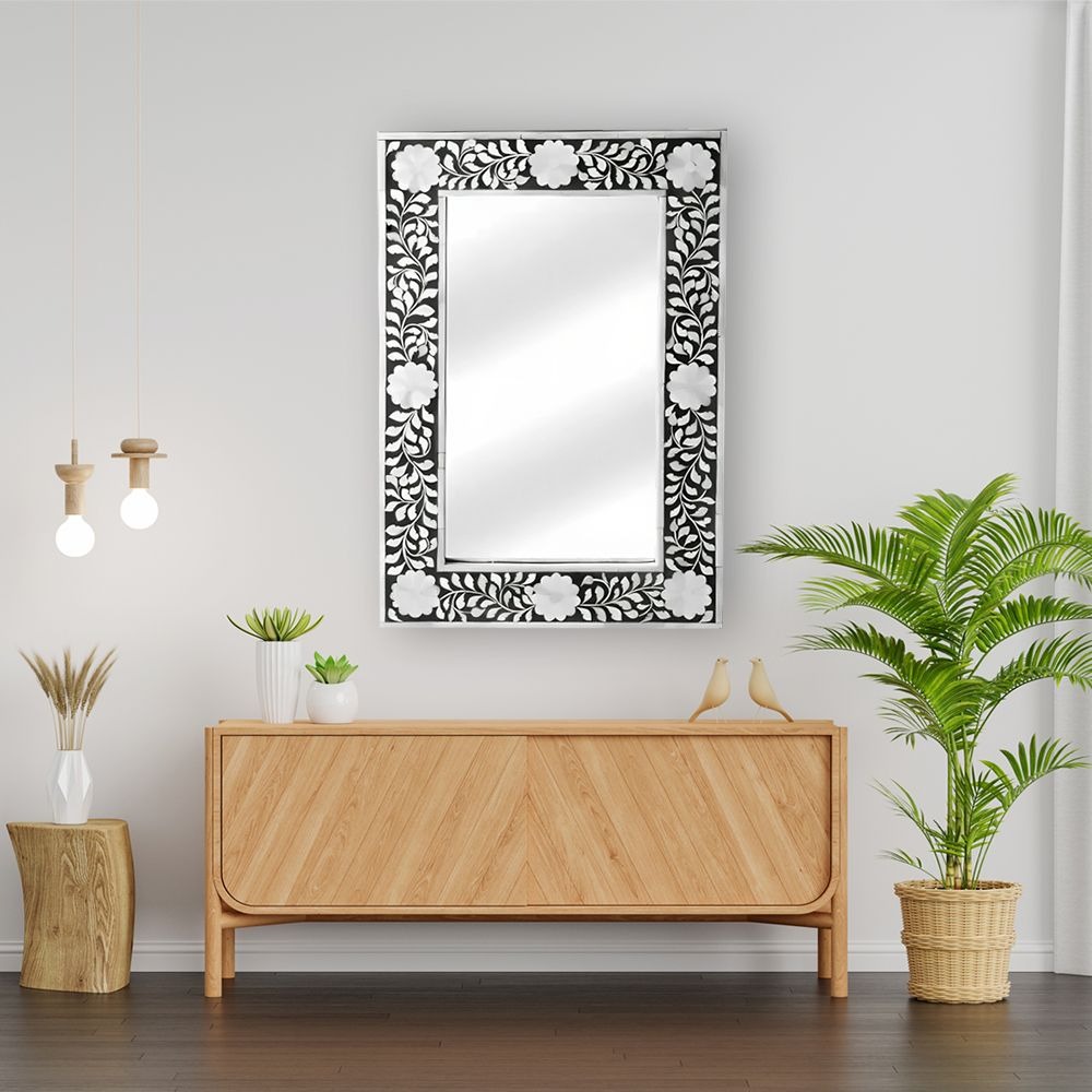 bone inlay floral Mirror frame