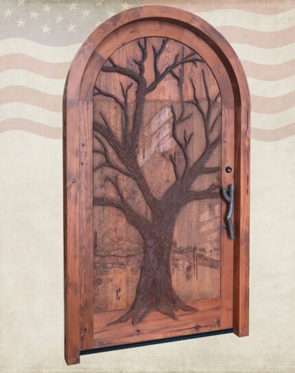 Hand Carved Tree Design Custom Made Antique Door